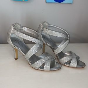 silver glitter heels